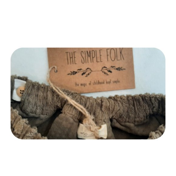 THE SIMPLE FOLK UNISEX 6/9 MTH & 2/3 YEAR Corduroy Utility TROUSERS PANTS OLIVE - Picture 3 of 7